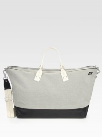 Start packing all of your essentials for your weekend getaway with this roomy, canvas field duffel trimmed in sleek leather.Zip closureDouble top handlesAdjustable shoulder strapExterior, interior zip pocketsCanvas15W x 20H x 9DImported Start packing all of your essentials for your weekend getaway with this roomy, canvas field duffel trimmed in sleek leather.Zip closureDouble top handlesAdjustable shoulder strapExterior, interior zip pocketsCanvas15W x 20H x 9DImported