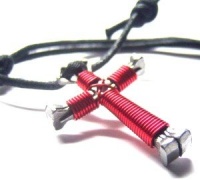 Red Horseshoe Nail Cross Necklace