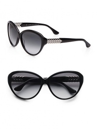 From the Chevron Collection. These lightweight, acetate frames are accented with chevron metal temples. Available in black with double smoke gradient lens. Metal accented chevron temples100% UV protectionImported From the Chevron Collection. These lightweight, acetate frames are accented with chevron metal temples. Available in black with double smoke gradient lens. Metal accented chevron temples100% UV protectionImported
