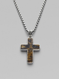 EXCLUSIVELY AT SAKS. From the Exotic Stone Collection. The rustic richness of bronzite, set within a modern cross, crafted of sterling silver on a silver box link chain.Length, about 22 Lobster clasp Imported EXCLUSIVELY AT SAKS. From the Exotic Stone Collection. The rustic richness of bronzite, set within a modern cross, crafted of sterling silver on a silver box link chain.Length, about 22 Lobster clasp Imported