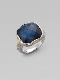 From the Contempo Collection. Blue quartz and hematite doublet stone dazzles in a sterling silver setting with 18K gold accents.Blue quartz Hematite 18K gold Sterling silver Width, about ½ Length, about ¾ Imported Additional Information Women's Ring Size Guide 