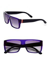 These colorful, plastic frames are fun and fresh. Available in grey with grey gradient lens or violet with smoke gradient lens. Logo temples100% UV protectionImported These colorful, plastic frames are fun and fresh. Available in grey with grey gradient lens or violet with smoke gradient lens. Logo temples100% UV protectionImported