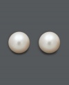 Frame your face with polished pearls. Simple studs feature single AA+ cultured freshwater pearls (12-13 mm) in a 14k gold post setting.
