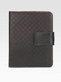 Diamante leather with leather trim.Velcro® flap closureAccomodates the iPad2®8½W x 9¾H x 1DMade in Italy