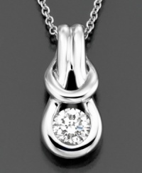 A beautiful diamond holds the knot in place, keeping it always secure in this Everlon™ solitaire diamond necklace featuring round-cut diamond (1/4 ct. t.w.) set in 14k white gold. Approximate length: 18 inches. Approximate drop: 3/4 inch. A beautiful diamond holds the knot in place, keeping it always secure in this Everlon™ solitaire diamond necklace featuring round-cut diamond (1/4 ct. t.w.) set in 14k white gold. Approximate length: 18 inches. Approximate drop: 3/4 inch.