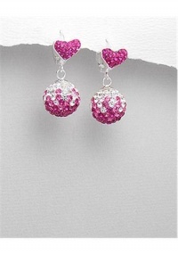 love-heart earrings decorated with crystal glass In 92.5 Sterling Silver Earrings love-heart earrings decorated with crystal glass In 92.5 Sterling Silver Earrings
