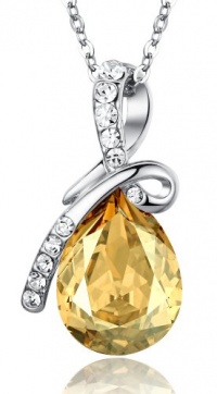 ARCO IRIS Eternal Love Teardrop Swarovski Elements Crystal Pendant Necklace for Women W 18k White Gold Plated Chain Gold Tone Yellow Topaz ARCO IRIS Eternal Love Teardrop Swarovski Elements Crystal Pendant Necklace for Women W 18k White Gold Plated Chain Gold Tone Yellow Topaz