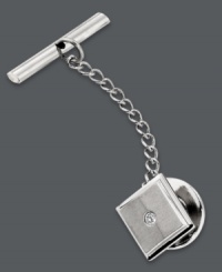 The perfect accent piece for your favorite tie. Tie tac features a sleek square-shaped design. Crafted in stainless steel with a sparkling diamond accent. Approximate diameter: 1/3 inch. The perfect accent piece for your favorite tie. Tie tac features a sleek square-shaped design. Crafted in stainless steel with a sparkling diamond accent. Approximate diameter: 1/3 inch.