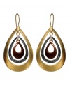 Out-of-this-world design, by Kenneth Cole New York. Orbit earrings crafted from iridescent mixed metal teardrops in three colors nested together with crystal accents. Approximate drop: 1-3/4 inches.