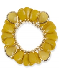 Bright colors make the season. Haskell's shaky bracelet combines teardrop-shaped chartreuse acrylic beads with gold tone metal details. Set in gold tone mixed metal. Bracelet stretches to fit wrist. Approximate length: 7-1/2 inches. Bright colors make the season. Haskell's shaky bracelet combines teardrop-shaped chartreuse acrylic beads with gold tone metal details. Set in gold tone mixed metal. Bracelet stretches to fit wrist. Approximate length: 7-1/2 inches.