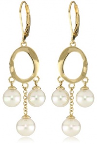 Majorica 7/8mm 3 Pearls Circle Drop Earrings Majorica 7/8mm 3 Pearls Circle Drop Earrings