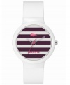 80's retro comes back with the vibrant colors and preppy stripes of this unisex Goa watch by Lacoste.