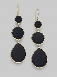 From the Rock Candy Collection. Black onyx in a round, octagonal and teardrop design with 18K yellow gold trim.Onyx 18K yellow gold Length, about 2¾ Width, about ¾ Ear wires Imported From the Rock Candy Collection. Black onyx in a round, octagonal and teardrop design with 18K yellow gold trim.Onyx 18K yellow gold Length, about 2¾ Width, about ¾ Ear wires Imported
