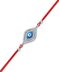 Keep good luck close by your side in Studio Silver's chic Evil Eye bracelet. A sterling silver charm with crystal accents hangs from a bright red cotton cord. Approximate length: 7-1/2 inches. Keep good luck close by your side in Studio Silver's chic Evil Eye bracelet. A sterling silver charm with crystal accents hangs from a bright red cotton cord. Approximate length: 7-1/2 inches.