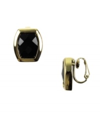 Not just for pierced ears -- AK Anne Klein's chic, black studs come in clip on style, too! Earrings feature a bezel-set, plastic jet bead set in gold tone mixed metal. Approximate diameter: 3/4 inch.