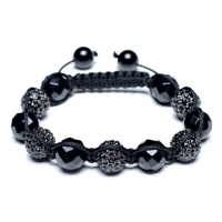 Bling Jewelry Shamballa Inspired Bracelet Black Onyx Crystal Black Beads Unisex 12mm Bling Jewelry Shamballa Inspired Bracelet Black Onyx Crystal Black Beads Unisex 12mm
