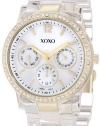 XOXO Women's XO5527 Clear Bracelet with Rhinestones on Gold Case Watch