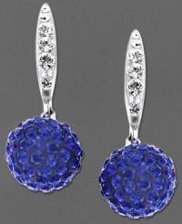 Blue resplendence. Kaleidoscope's party-at-the-disco-inspired drop earrings feature sparkling blue and clear crystals with Swarovski Elements. Crafted in sterling silver. Approximate drop: 1 inch.