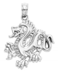 Symbolic for the universe, life, existence, and growth, this polished dragon charm makes a unique and special gift. Crafted in polished 14k white gold. Chain not included. Approximate length: 9/10 inch. Approximate width: 7/10 inch. Symbolic for the universe, life, existence, and growth, this polished dragon charm makes a unique and special gift. Crafted in polished 14k white gold. Chain not included. Approximate length: 9/10 inch. Approximate width: 7/10 inch.