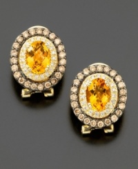 All that glitters is…14k gold, round-cut chocolate diamonds® (1 ct. t.w.) and oval-cut citrine (2-1/10 ct. t.w.). All that glitters is…14k gold, round-cut chocolate diamonds® (1 ct. t.w.) and oval-cut citrine (2-1/10 ct. t.w.).