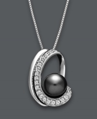 Add a subtle swirl of shimmer to your neckline. This stunning piece highlights a grey cultured freshwater pearl (8 mm) surrounded by a swoop of round-cut diamonds (1/4 ct. t.w.). Setting and chain crafted in sterling silver. Approximate length: 18 inches. Approximate drop: 3/4 inch. Add a subtle swirl of shimmer to your neckline. This stunning piece highlights a grey cultured freshwater pearl (8 mm) surrounded by a swoop of round-cut diamonds (1/4 ct. t.w.). Setting and chain crafted in sterling silver. Approximate length: 18 inches. Approximate drop: 3/4 inch.