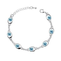Contessa Bella Fancy Genuine 18k White Gold Plated Round Aqua Blue Swarovski Austrian Crystal Elements Charm Women Bracelet Elegant Silver Color Crystal Fashion Jewelry Contessa Bella Fancy Genuine 18k White Gold Plated Round Aqua Blue Swarovski Austrian Crystal Elements Charm Women Bracelet Elegant Silver Color Crystal Fashion Jewelry