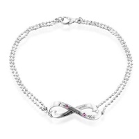 Sterling Silver & Pink Sapphire Infinity I Love You Bracelet - 7 Sterling Silver & Pink Sapphire Infinity I Love You Bracelet - 7