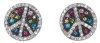 Adorable 3/4 Peace Sign Symbol Stud Earrings with Sparkling Red, Pink, Blue, Green and Clear Multicolor Austrian Crystals