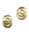 Simple, understated and a bit rustic, these small interlocking circle eternity earrings by Jones New York are crafted from gold-plated mixed metal. Approximate drop: 1/2 inch.