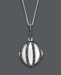 Spice up your look with this contemporary style in contrasting colors. Pendant features a white agate bead (15 mm) wrapped in rows of glittering black diamonds (1/5 ct. t.w.). Set in sterling silver. Approximate length: 18 inches. Approximate drop: 1 inch. Spice up your look with this contemporary style in contrasting colors. Pendant features a white agate bead (15 mm) wrapped in rows of glittering black diamonds (1/5 ct. t.w.). Set in sterling silver. Approximate length: 18 inches. Approximate drop: 1 inch.