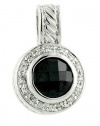 .925 Sterling Silver 10mm Chess cut Black cubic Zirconia Pendant