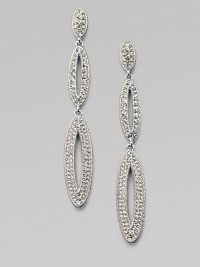 Graduated, elongated ovals encrusted in sparkling crystals create a truly lovely piece. Rhodium plated brassCrystalsLength, about 2Post backImported Graduated, elongated ovals encrusted in sparkling crystals create a truly lovely piece. Rhodium plated brassCrystalsLength, about 2Post backImported