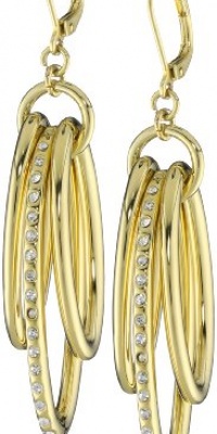 T Tahari Gold Tone Triple Orbital Drop Earrings T Tahari Gold Tone Triple Orbital Drop Earrings