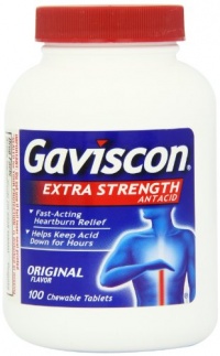 Gaviscon Extra Strength Chewable Antacid Tablets, Original Flavor, 100-Count Bottles (Pack of 2) Gaviscon Extra Strength Chewable Antacid Tablets, Original Flavor, 100-Count Bottles (Pack of 2)