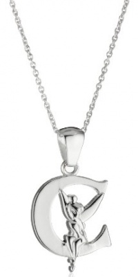 Disney Tinkerbell C Initial Silver Pendant Necklace Disney Tinkerbell C Initial Silver Pendant Necklace