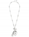 GUESS Silver-Tone Heart Charm Necklace, SILVER