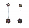 Earrings - E131 - Swarovski Crystal Flower Drop ~ Smoky Topaz & Clear AB