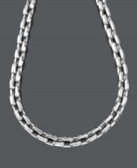 Durable style for a man on the move. This modern men's necklace features a chic, square link set in stainless steel. Approximate length: 24 inches.