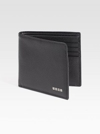 A timeless leather classic, elegantly appointed in lightly textured leather with logo accents.Two billfold compartmentsEight card slotsLeather4½W x 3¾HMade in Italy A timeless leather classic, elegantly appointed in lightly textured leather with logo accents.Two billfold compartmentsEight card slotsLeather4½W x 3¾HMade in Italy