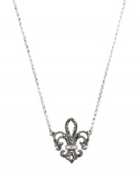 Add a little regal resplendence to your look. Judith Jack's stunning Fleur De Lis pendant features an intricate cut-out design accented by glittering marcasite and clear crystal. Set in sterling silver. Approximate length: 16 inches. Approximate drop: 7/8 inch. Add a little regal resplendence to your look. Judith Jack's stunning Fleur De Lis pendant features an intricate cut-out design accented by glittering marcasite and clear crystal. Set in sterling silver. Approximate length: 16 inches. Approximate drop: 7/8 inch.