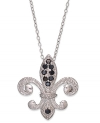 A symbol of elegance. B. Brilliant's fleur de lis pendant dazzles with black round-cut cubic zirconias providing a bold touch. Crafted from sterling silver. Approximate length: 18 inches + 3-inch extender. Approximate drop length: 3/4 inch. Approximate drop width: 5/8 inch. A symbol of elegance. B. Brilliant's fleur de lis pendant dazzles with black round-cut cubic zirconias providing a bold touch. Crafted from sterling silver. Approximate length: 18 inches + 3-inch extender. Approximate drop length: 3/4 inch. Approximate drop width: 5/8 inch.
