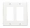 Leviton 80409-W 2-Gang Decora/GFCI Device Decora Wallplate, Standard Size, Thermoset, Device Mount, White