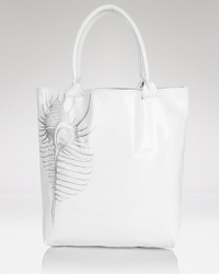 Nod to artistic style with this screen printed leather tote from Dewdrop. A unexpected combination of flair and practicality, it's a natural choice for busy days. Nod to artistic style with this screen printed leather tote from Dewdrop. A unexpected combination of flair and practicality, it's a natural choice for busy days.