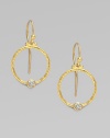 From the Clover Collection. A simple, delicate 24K gold hoop with sparkling diamond accent.Diamond, 0.24 tcw 24K yellow gold Length, about 1 Width, about ¾ Ear hooks Imported 