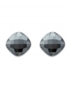 Polish your style with prismatic color. Swarovski's chic and shining stud earrings feature faceted Jet Hematite set in silver tone mixed metal. Approximate diameter: 1/4 inch.
