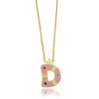 Lily Nily 18K Gold Overlay Pink Enamel Children's Initial Pendant D Lily Nily 18K Gold Overlay Pink Enamel Children's Initial Pendant D