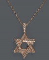 Looking for the perfect Bat Mitzvah gift? Effy Collection's dazzling Star of David Pendant shines with the addition of sparkling, round-cut diamonds (1/10 ct. t.w.) and a unique 14k rose gold setting. Approximate length: 18 inches. Approximate drop (including bale): 1-1/8 inches.