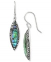 Inspire your look with ocean color. Genevieve & Grace's pretty drop earrings feature marquise-cut abalone glass and glittering marcasite. Set in sterling silver. Approximate drop: 1-3/4 inches.
