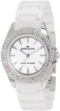 Anne Klein Women's 109683MPWT Swarovski Crystal Silver-Tone and White Ceramic Bracelet Watch Anne Klein Women's 109683MPWT Swarovski Crystal Silver-Tone and White Ceramic Bracelet Watch