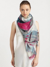 A colorful, abstract print adorns this oversized silk and cashmere wrap.30% cashmere/70% silk54 X 75Dry cleanMade in Italy A colorful, abstract print adorns this oversized silk and cashmere wrap.30% cashmere/70% silk54 X 75Dry cleanMade in Italy